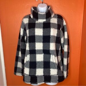 St. John’s Bay Women’s Sherpa Fleece Mock Neck Buffalo Plaid Pullover Jacket